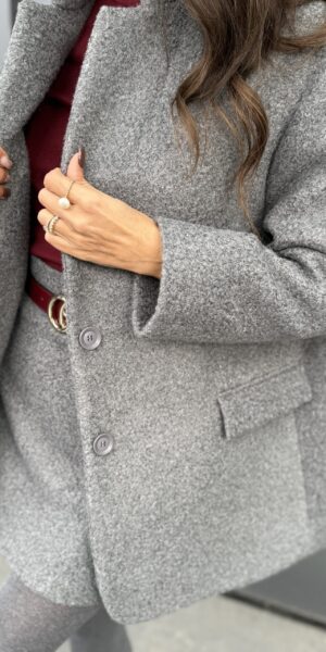 Szara marynarka damska oversize z wełną – Elizka