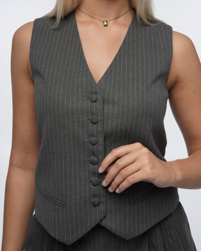 Kamizelka damska Business Class w prążki – widok z przodu