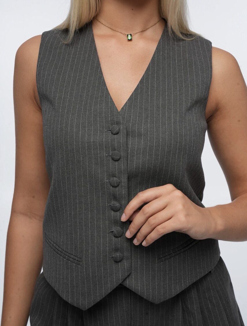 Kamizelka damska Business Class w prążki – widok z przodu