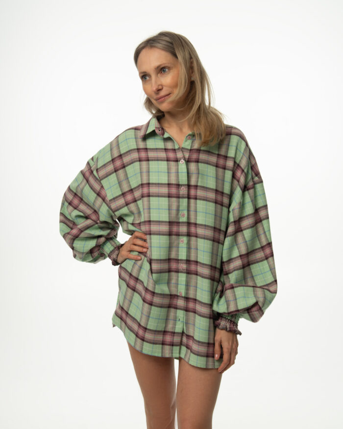 Koszula damska Miękki akcent Elizka z bawełny, luźny krój oversize, widok z przodu