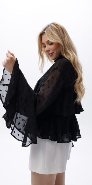 Bluzka szyfonowa z falbanami czarna Elizka