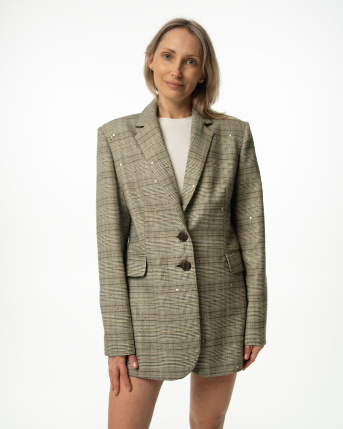 Marynarka Urban Sparkle Elizka w kratę z delikatnym połyskiem – widok z przodu