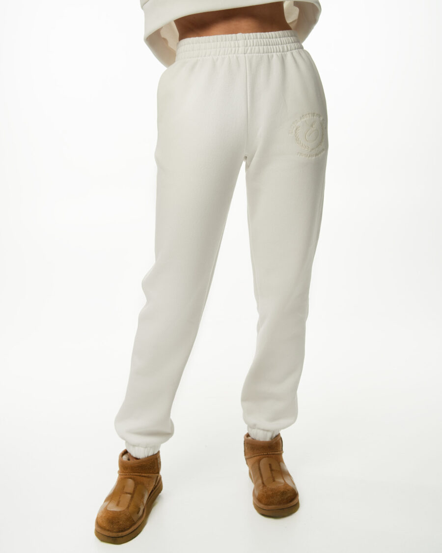 Spodnie dresowe Soft Cream z dzianiny drapanej – widok z przodu